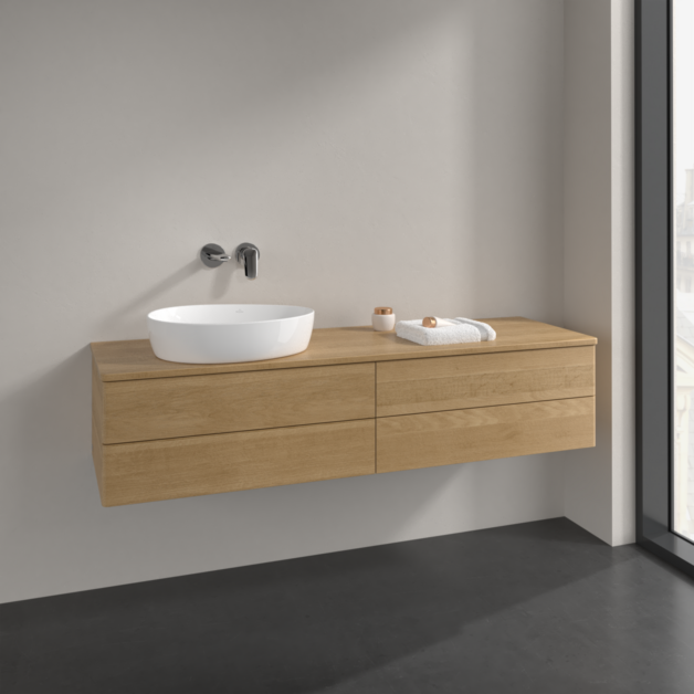 Villeroy und Boch Antao Waschtisch-Unterschrank L26011HN 160x36x50cm, Waschbeckenplattenfarbe honey oak, honey oak, mit Beleuchtung