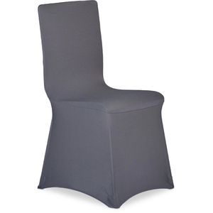 Relaxdays Stuhlhusse elastisch, anthrazit, für Esszimmerstühle, bodenlang, aus Stoff, 4er Set