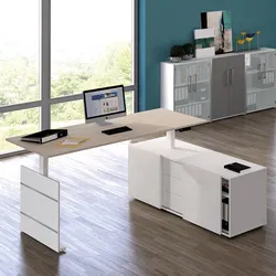 Elektrisch höhenverstellbarer Schreibtisch mit Sideboard Mewo 3