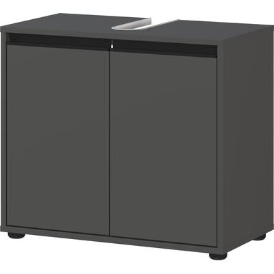 Waschbeckenunterschrank GERMANIA "Lemont", grau (graphit), B:63cm H:55cm T:34cm, Holzwerkstoff, Schränke, Waschbeckenunterschrank, mit Siphonausschnitt
