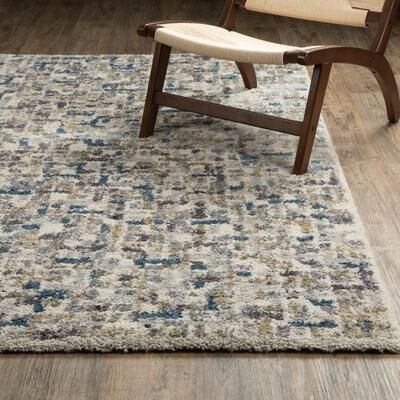 Style Haven Archer Mottled Abstract Ivory/ Blue Shag Area Rug-