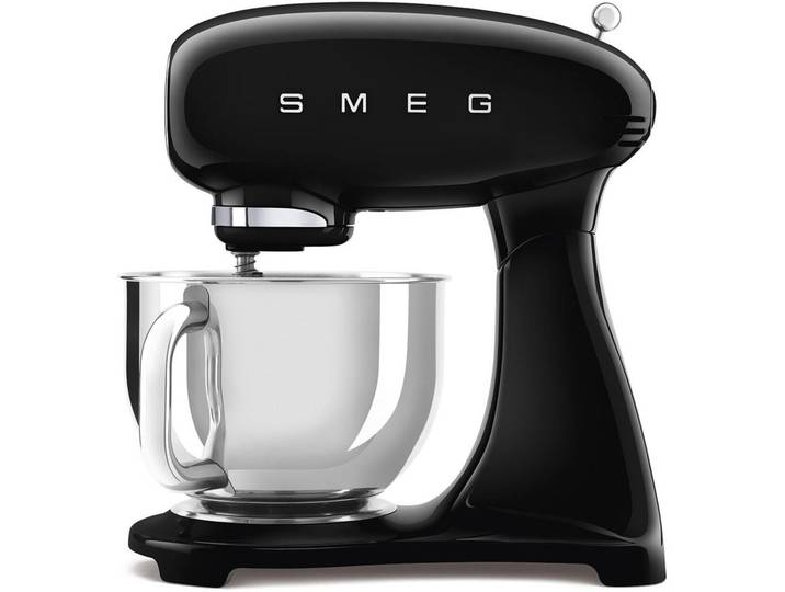 Smeg Küchenmaschine, Schwarz, Alufarben, Metall, 4,8 l, 40.2x37.8x22.1 cm, rutschfeste Stellfüße, Sicherheitsabschaltung bei gekipptem Motorkopf, Sicherheitsverschluss für Rührschüssel, Überlastungsschutz, Spritzschutz, Kochgeschirr, Küchengeräte, Küchenmaschinen