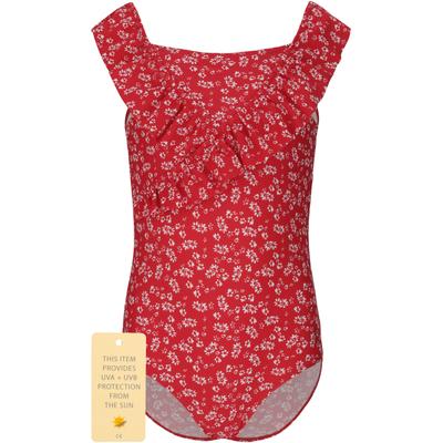 Balconette-Bikini ZIGZAG "Tropical", Mädchen, Gr. 92, rot (rot, mehrfarbig), 80% Polyamid, 20% Elasthan, unifarben, Bikini-Sets Balconette-Bikini, mit UV-Schutzfunktion