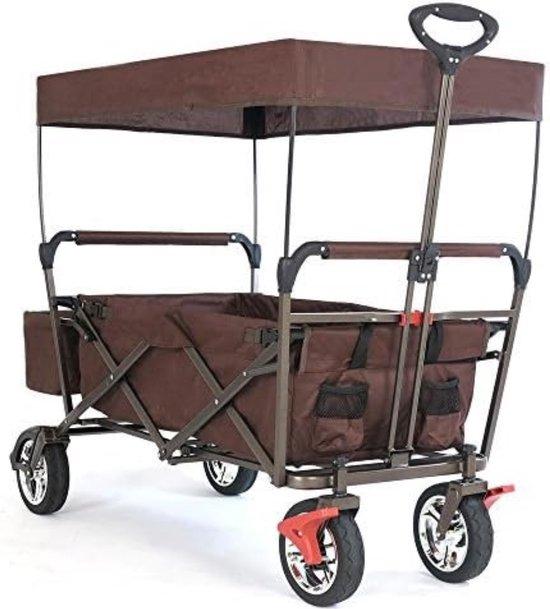 Bolderwagen Kindertransport - Mit Schiebestange - Braun