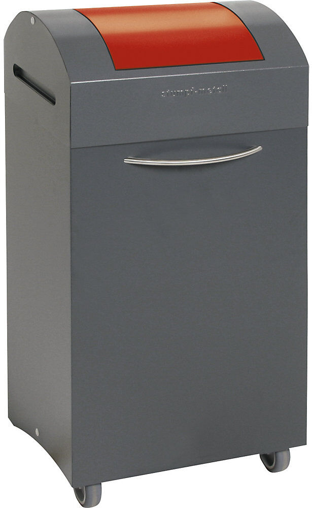kaiserkraft Wertstoffsammler, flammverlöschend, BxT 380 x 320 mm, Volumen 60 l, Einwurf feuerrot