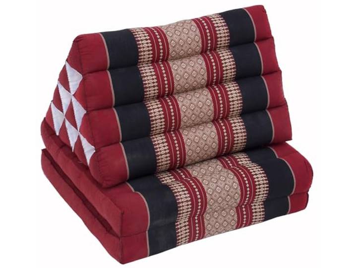 GURU SHOP Thaikissen, Dreieckskissen, Kapok, Tagesbett, dunkelrot/schwarz Traditionelles Design, inklusive 2 Auflagen, ideal zum Entspannen, hochwertige Kapokfüllung.