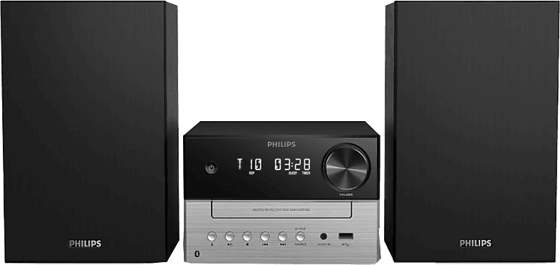 Microcadena - PHILIPS TAM3205M2/12, FM, CD, USB, Entrada de audio, 20W, Altavoces Bass Reflex, Bluetooth 5.4, Negro