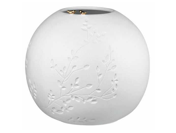 Räder Vase, Weiss, Goldfarben, Keramik, 22.5 cm, Dekoration, Vase, Keramikvasen