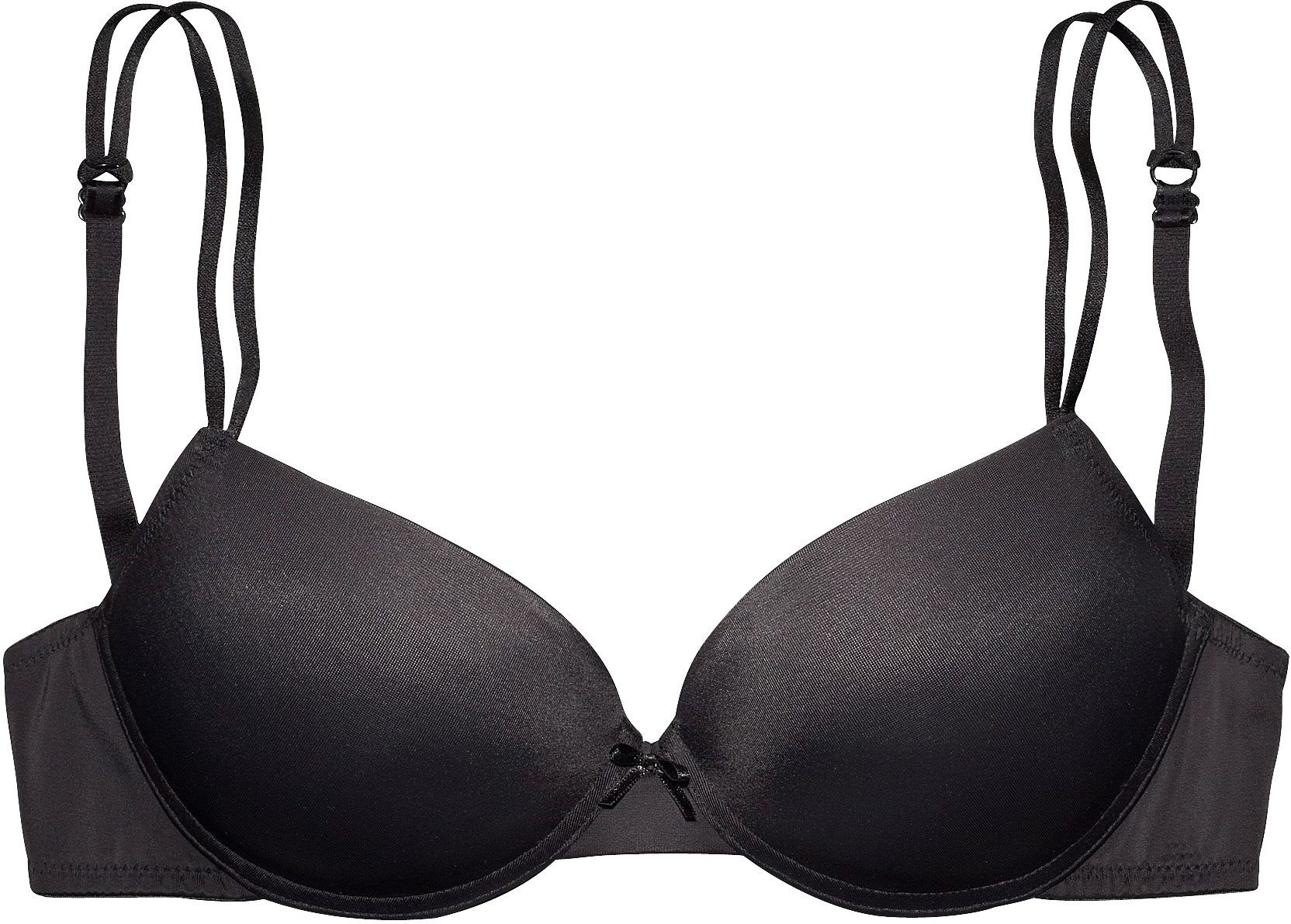 Push-up-BH LASCANA, Damen, Gr. 85, Cup AA, schwarz, Microtouch, Obermaterial: 82% Polyamid (TACTEL), 18% Elasthan (LYCRA), BHs Push-up-BH, mit Bügel, Super Push-up BH für maximales Volumen, bequemer BH schwarz 85, Cup AA