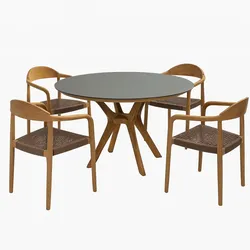 Endorphin, Gartenlounge, Gartenset Ibiza – Hochwertiges Teakholz Gartenset mit Keramik Tischplatte, rund Ø120 cm, 4 Stühle
