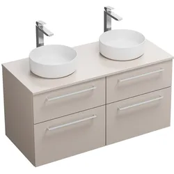 burgbad Eqio Waschtischkombination mit Keramik-Aufsatzwaschtisch 120 cm, links und rechts, mit Stangengriff P95, Badmöbel, SGUO120F6583C0001P95,