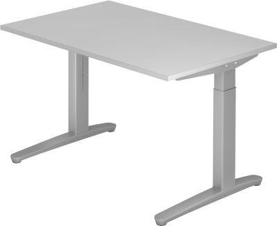 Schreibtisch TOPAS LINE, manuell höheneinstellbar, B 1200 mm, lichtgrau/silber/silber