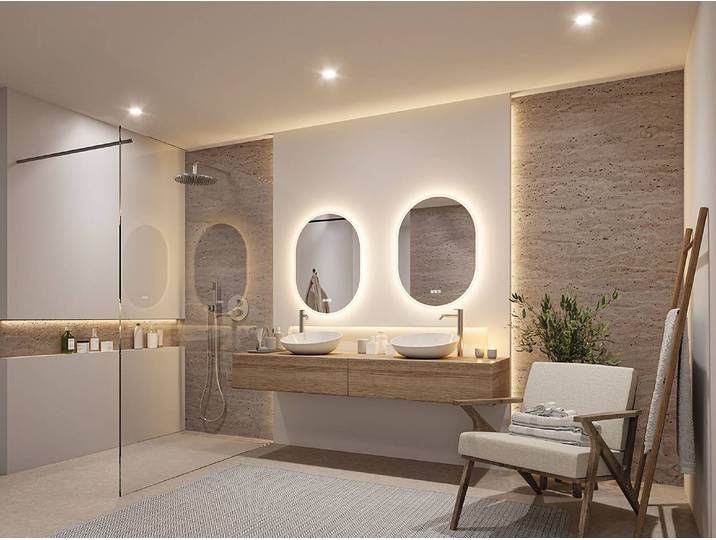 Miroir LED 60 x 80cm Blanc Aluminium verni Plexiglas Verre miroir 60 x 80cm