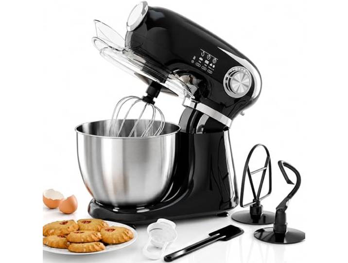Kismile 5.5QT Elektrischer Mixer mit 12 Geschwindigkeiten, Tasse Mit Edelstahlschüssel inkl. Schneebesen, Teighaken und Schneebesen, zum Backen von Brot, Kuchen und Keksen