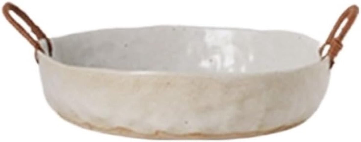 Keramieken Fruitschaal Groen Wit - 25.5 cm