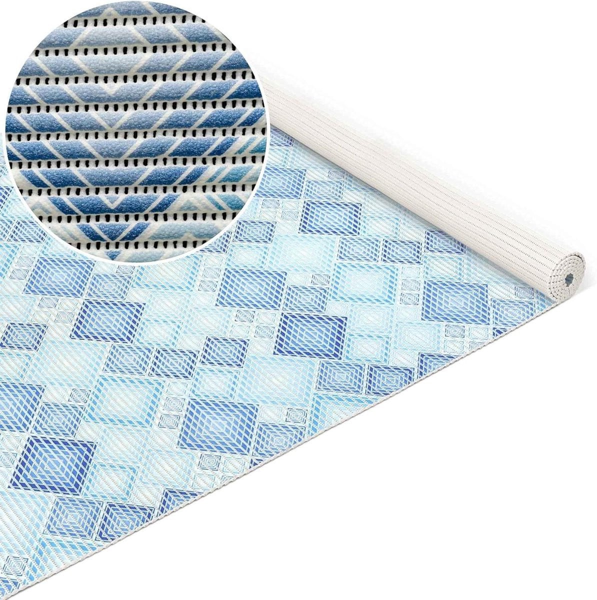 Blauwe antislip badmat van schuim voor in de badkamer, 120 x 130 cm