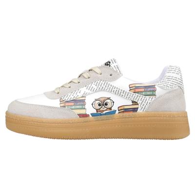 Sneaker DOGO "Monet Low-Top Sneaker The Wise Owl Damen Sneaker", Damen, Gr. 36, Normalschaft, weiß, Lederimitat, Schuhe Sneaker, Handgefertigt