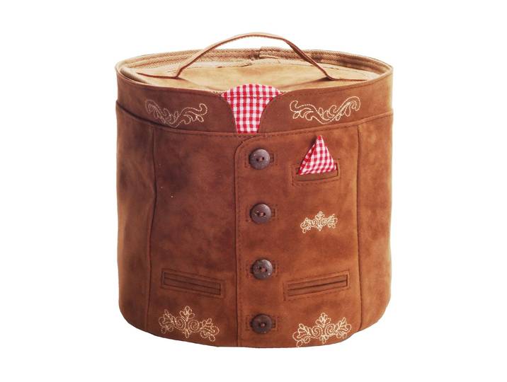 Aufbewahrungskorb NOUVEL Oktoberfest , braun, B:20cm H:20cm T:19cm, Kunstleder, Aufbewahrungsboxen, Aufbewahrungskorb