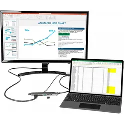StarTech DKT30CHSDPD1 (USB-C, 3 Ports), Dockingstation + USB Hub, Schwarz, Grau