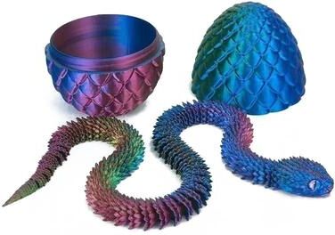 Useful Little Things 3D Printed Articulated Snake Egg Toy multicolor