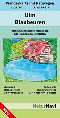 NaturNavi - Ulm - Blaubeuren: Wanderkarte mit Radwegen, Blatt 56-537, 1 : 25 000, Blaustein, Dornstadt, Merklingen Schelklingen, Westerstetten (NaturNavi Wanderkarte mit Radwegen 1:25 000) - Preis vom 09.10.2026 07:28:09 h