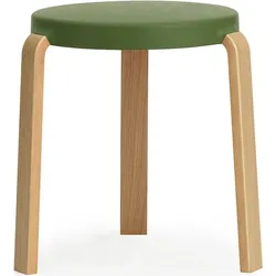 Tap Hocker olivenfarben mit Beinen aus Eiche