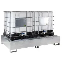 Hardwex IBC-Auffangwanne mit Gitterrost, unterfahrbar, feuerverzinkt, für 2 x 1000 l IBC