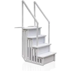 Gre, Pool Zubehör, Leiter für Einbaubecken, 4 Sprossen, aus HDPE-Polyethylen - inkl. Gewichte - Pool Treppe für Aufstel