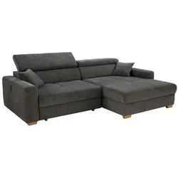 Ecksofa mit Funktion Slider Stoff Grau Dunkelgrau