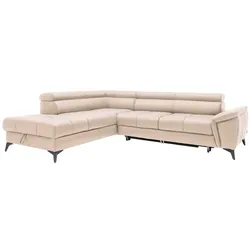 Ecksofa Mocca Leder Rosa