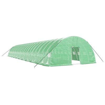Helloshop26 - Gewächshauszelt für Pflanzen Blumen und Gemüse mit Stahlrahmen 132 m² 22 x 6 x 2,85 m grün