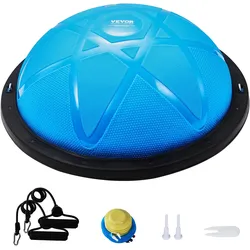 VEVOR Halb-Gymnastikball-Trainer, 23 Zoll Balance-Ball-Trainer, 660 lbs Tragkraft Stabilitätsball, Yoga-Ball mit Widerstandsbändern und Pumpe, Kraft-Fitnessball für das Heim-Fitnessstudio, Ganzkörpertraining, Blau