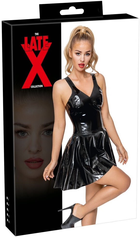 Late X Robe mini en latex noir sensuelle et ajustée