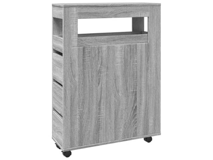 HKLGBVCR Sonoma schmales Badezimmermöbel mit Rollen, Grau Vier Schwenkräder, zwei feststellbare Räder, Metallschienen, Holzwerkstoff, Schubladenschrank, Küche, Wohnzimmer