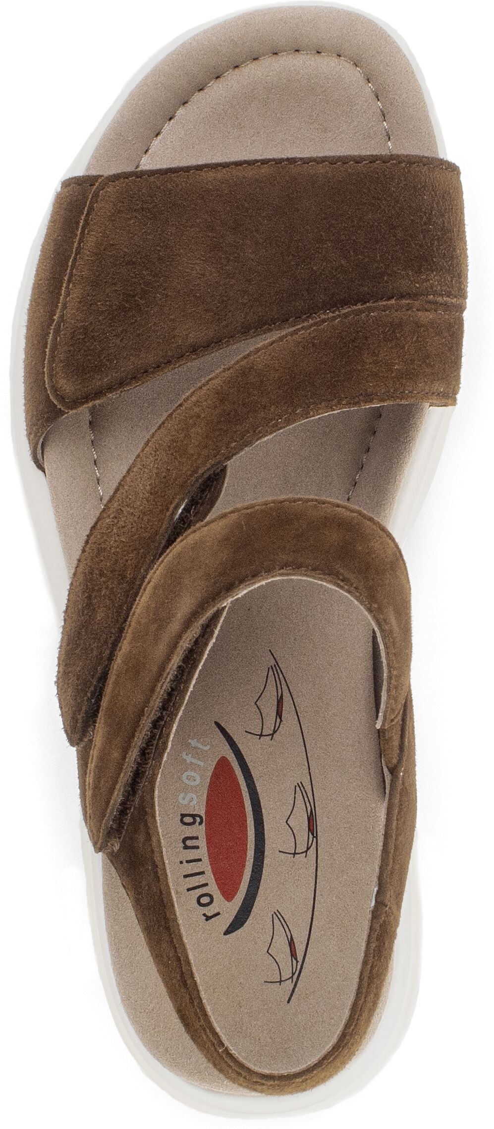 Riemchensandale GABOR, Damen, Gr. 39, Textil, braun (dunkelbraun), Ziegenveloursleder, Schuhe Riemchensandale, Keilabsatz, Sandalette mit typischer Laufsohle, G-Weite (=weit)