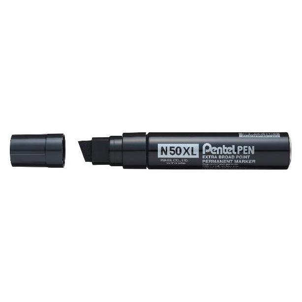 Pentel N50XL Permanentmarker Schwarz Schräge Spitze 6 Stück(e) (6x) (N50XL-A)