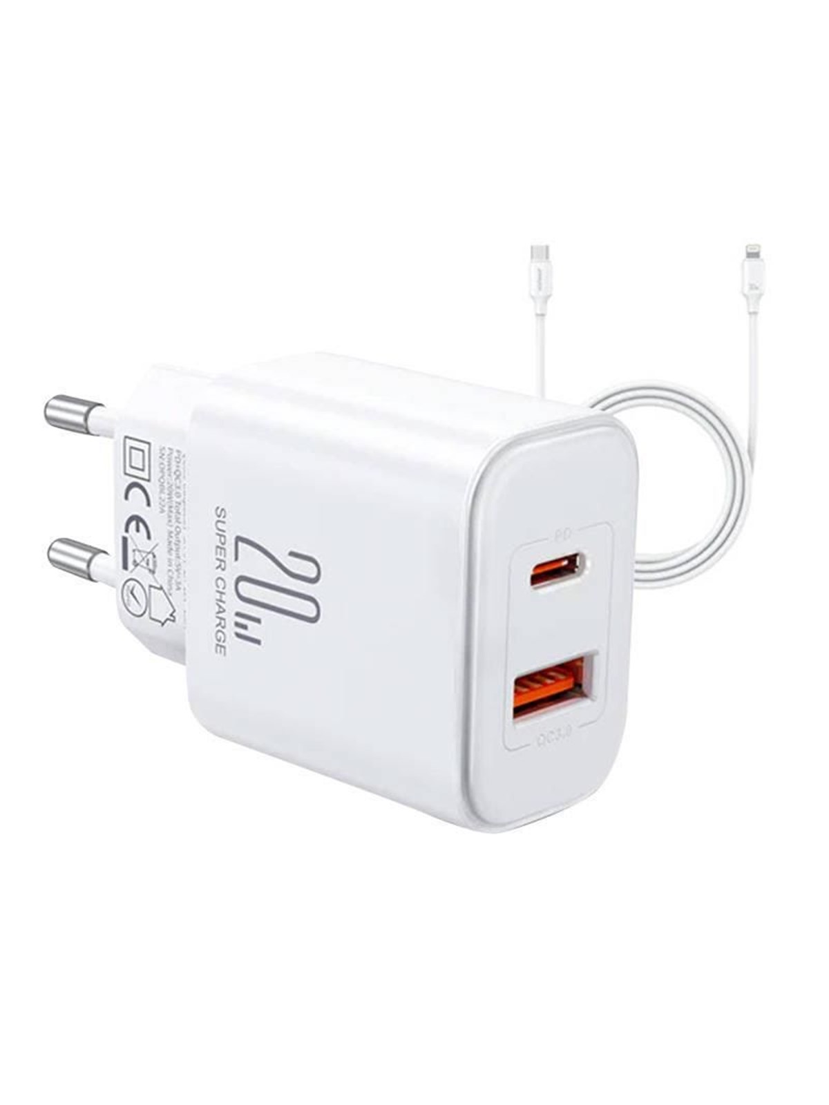 Joyroom Ladegerät JR-TCF05 Flash, 20W + C to L Kabel 1m (White)
