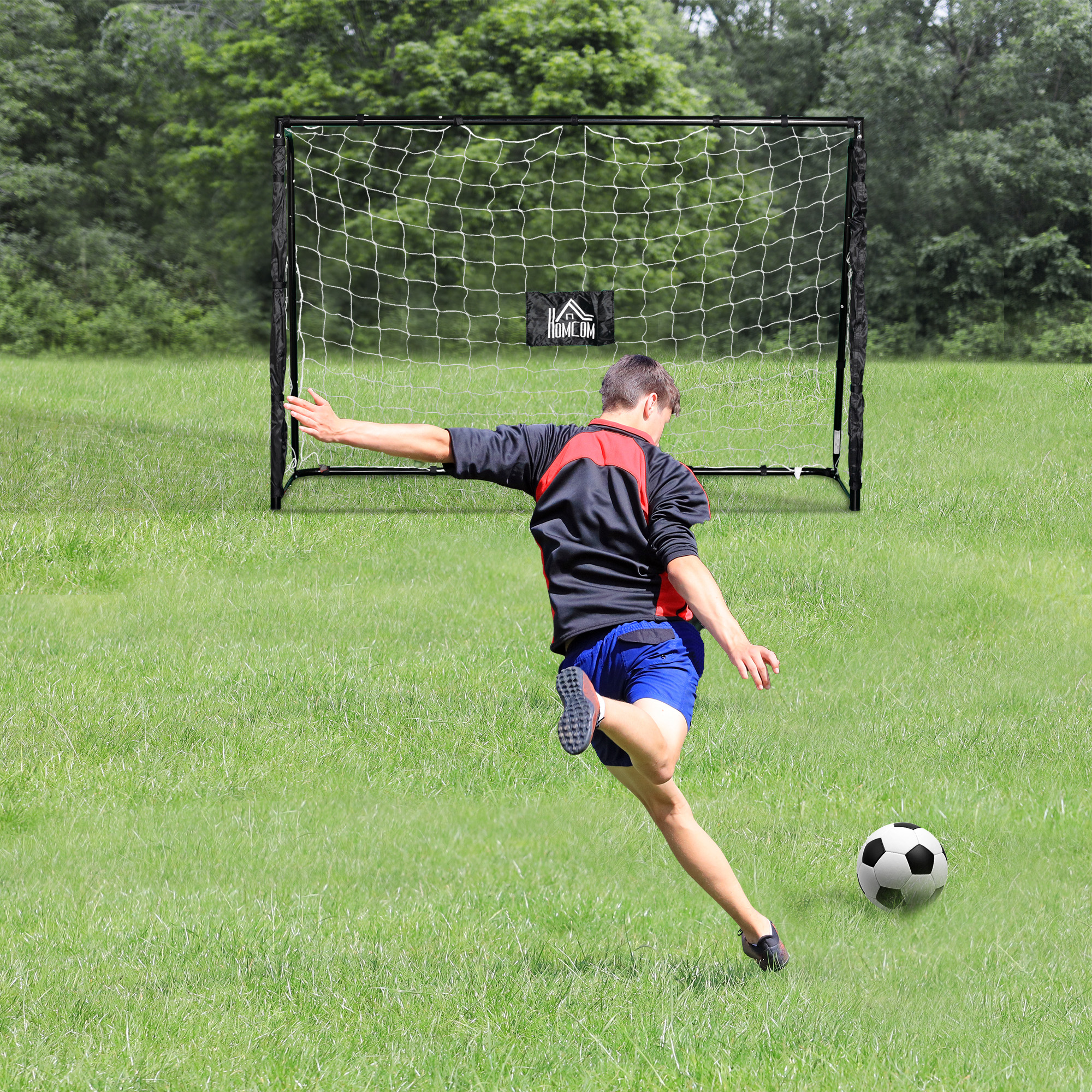 Homcom Porta da calcio da esterno con bersaglio, 186x62x123 cm, nero   Aosom Italy
