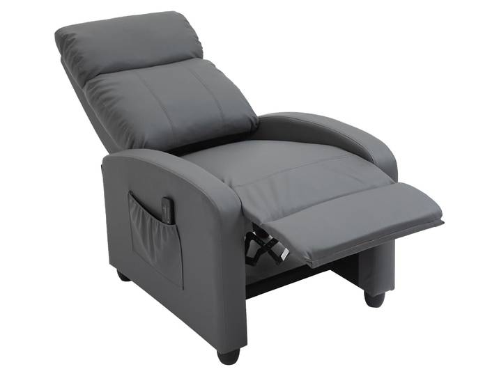 HOMCOM Fernsehsessel mit Liegefunktion, Relaxsessel mit Massagefunktion, Grau