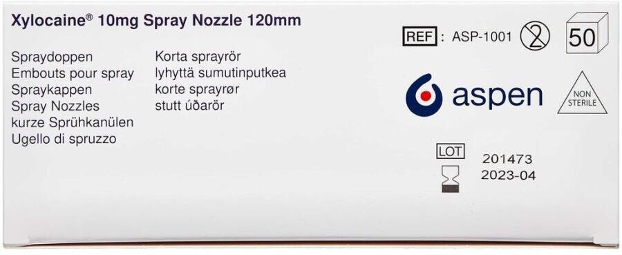 Xylocain 10 mg Sprayrør 120 mm Medicinsk udstyr 50 stk