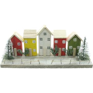 Frank-Flechtwaren Weihnachtsdeko 770481, Dekohäuser Winter, Holzdeko, 35 x 14 x 9 cm