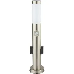 Steh Lampe Bewegungsmelder Garten Weg Außen Leuchte Edelstahl Steckdosen Beleuchtung