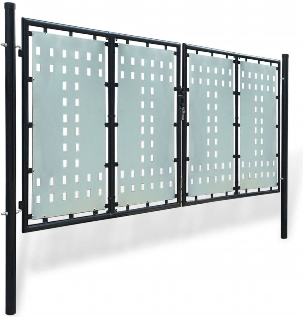 Dakota Fields Crabtree Metal Door Fence Garden Mesh Gate with Lock Patio Fencing Terrace Black 100 x 150 cm