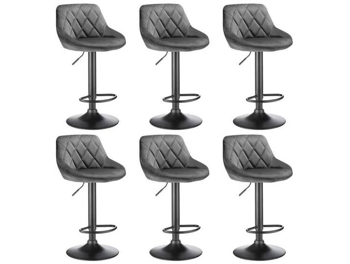 Tabourets de Bar - NAIXIAFU - Lot de 6 - Gris - Hauteur réglable - Assise en Pilou