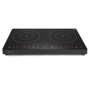 Hendi Kochplatte KitchenLine, 239414, Induktions-Doppelkochplatte, schwarz, 3500 Watt