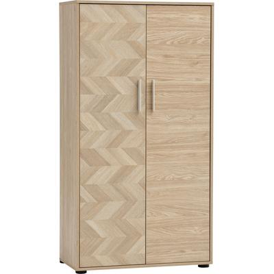 Aktenschrank SCHILDMEYER "AREZZO, Höhe 150 cm, 2 Türen, Fischgräten Dekor, MADE IN GERMANY", braun (eiche hell, fischgräte), B:80,1cm H:150cm T:38,2cm, FSC-zertifizierter Holzwerkstoff, Schränke, Linke Tür in Fischgräten Dekor, MADE IN GERMANY