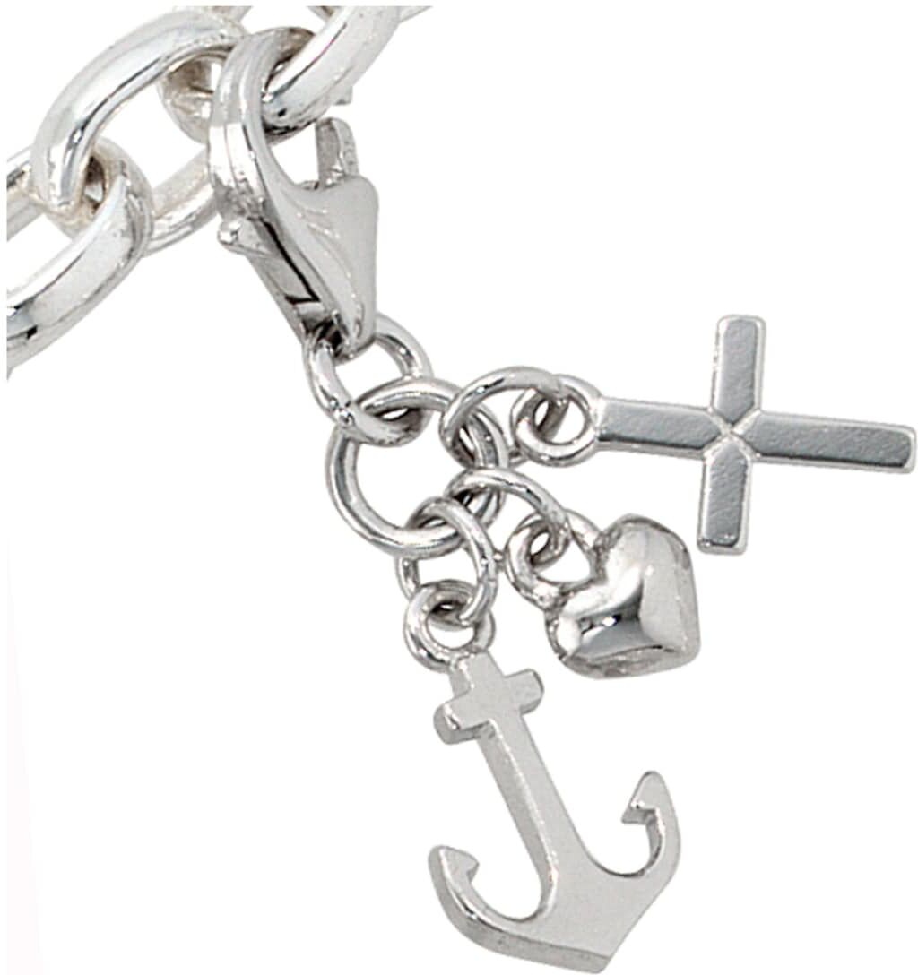 Charm-Einhänger JOBO "Charm Glaube Liebe Hoffnung", silber (silber 925), Charms, Damen, Silber 925 (Sterlingsilber), 925 Silber rhodiniert