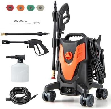 Costway 2400 PSI Electric Pressure Washer with 4 Universal Wheels-Orange