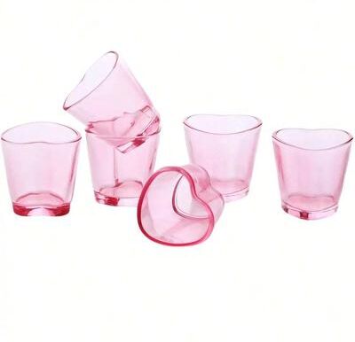 Useful Little Things Heart Shaped Acrylic Shot Glass Set pink 6pcs