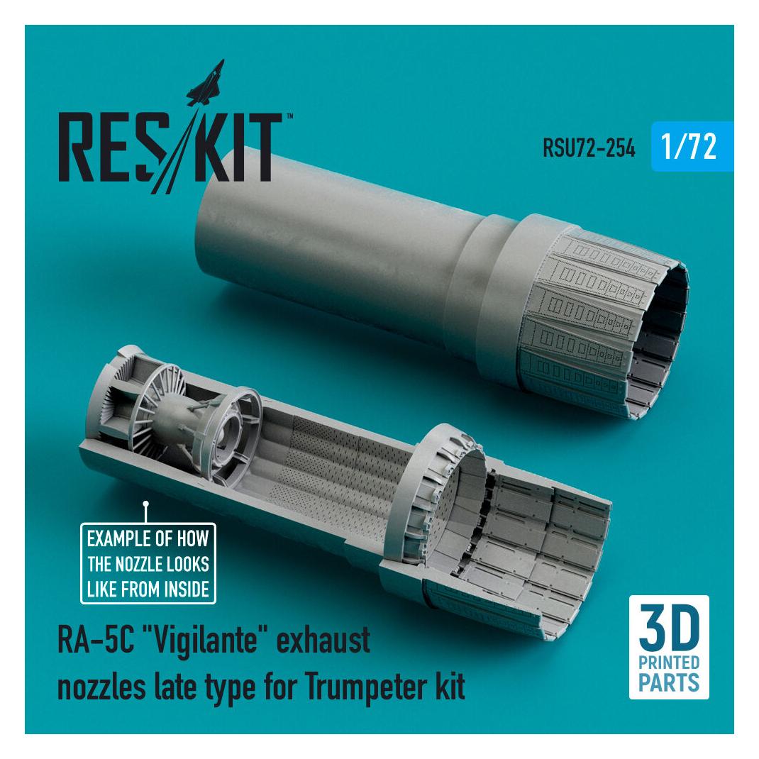 ResKit RA-5C Vigilante exhaust nozzles late type for Trumpeter kit (3D Printed) (RSU72-0254)